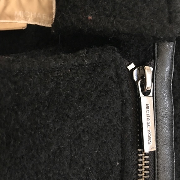 Michael Kors black wool moto jacket coat - Picture 4 of 7